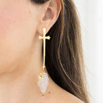 Aretes Cruz Flecha Cuarzo