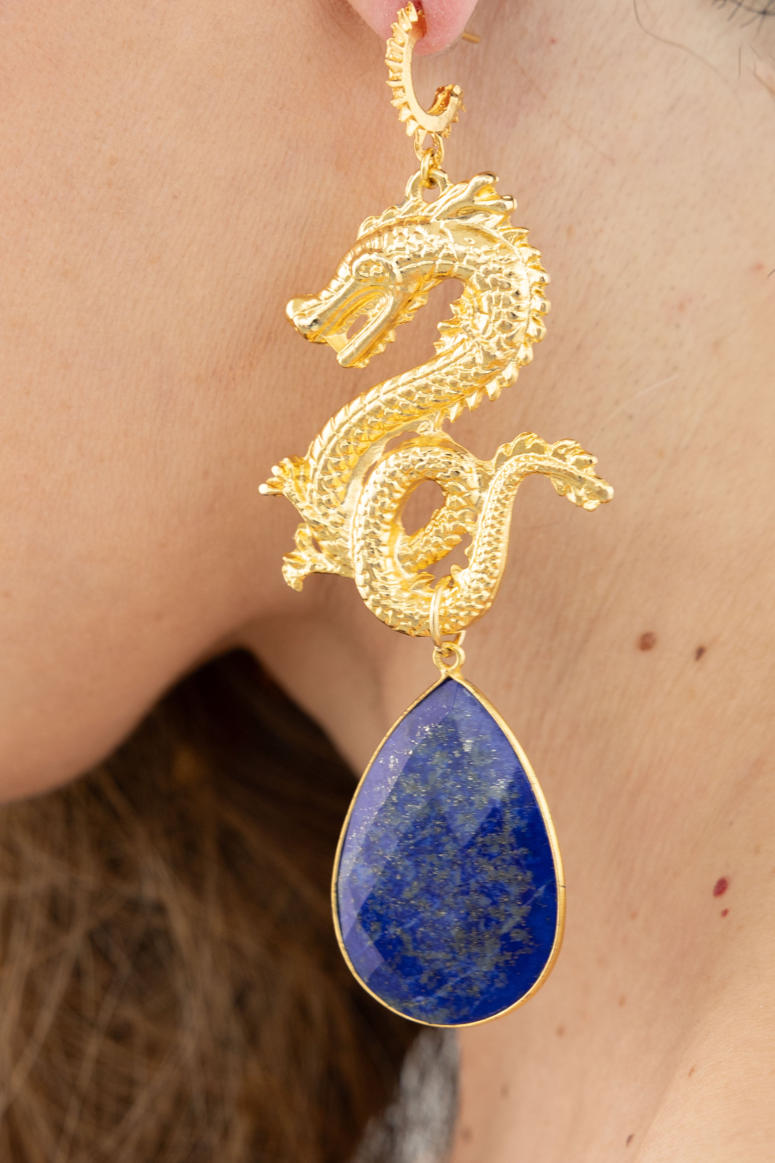 Aretes Dragon Lapislázuli