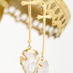 Aretes Cruz Flecha Cuarzo