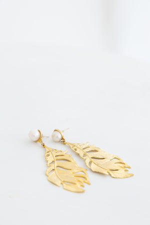 Aretes Perla Hoja Grande