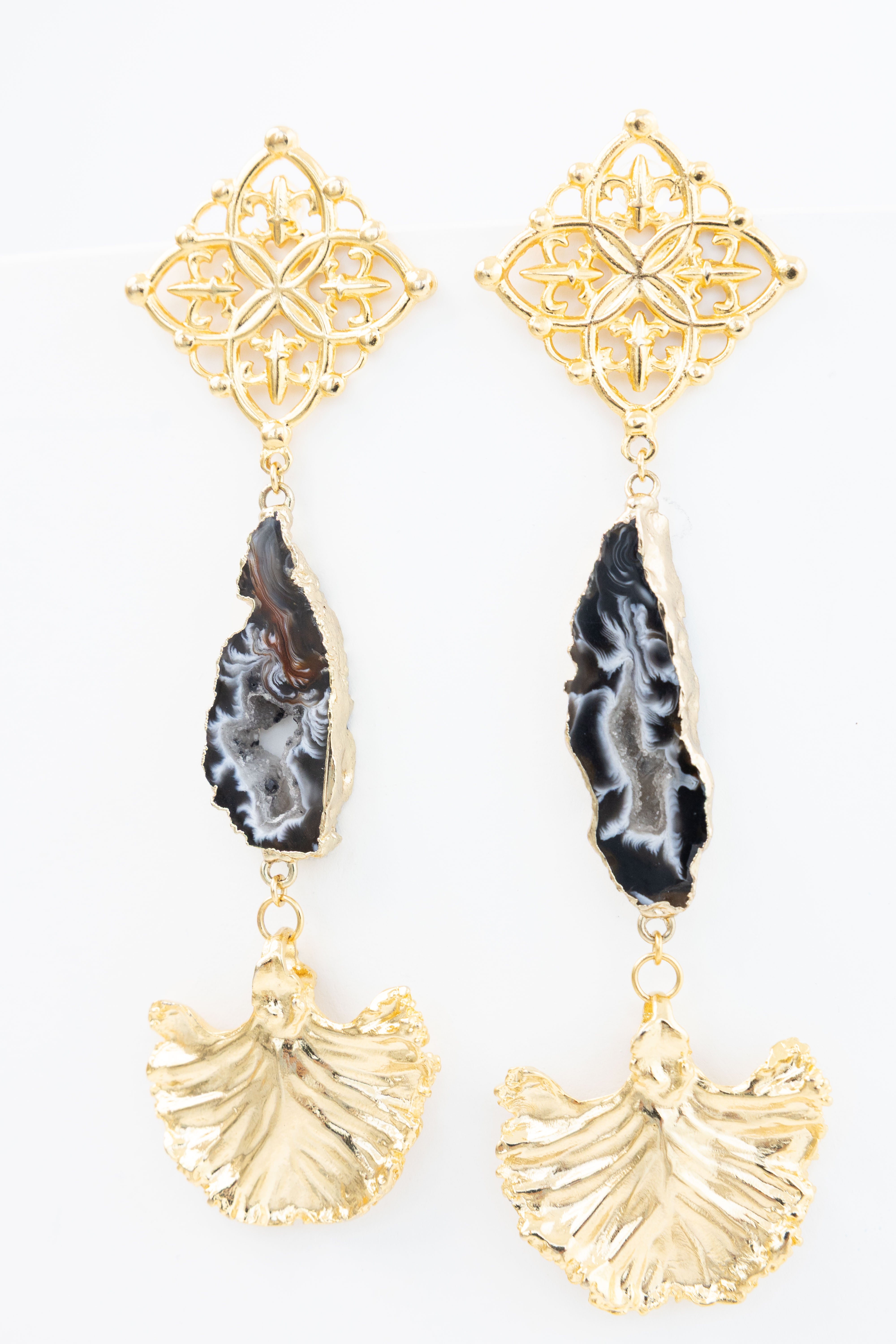 Aretes Nudo Geoda Cuarzo