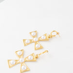 Aretes Cruz Perlas Modelo 3