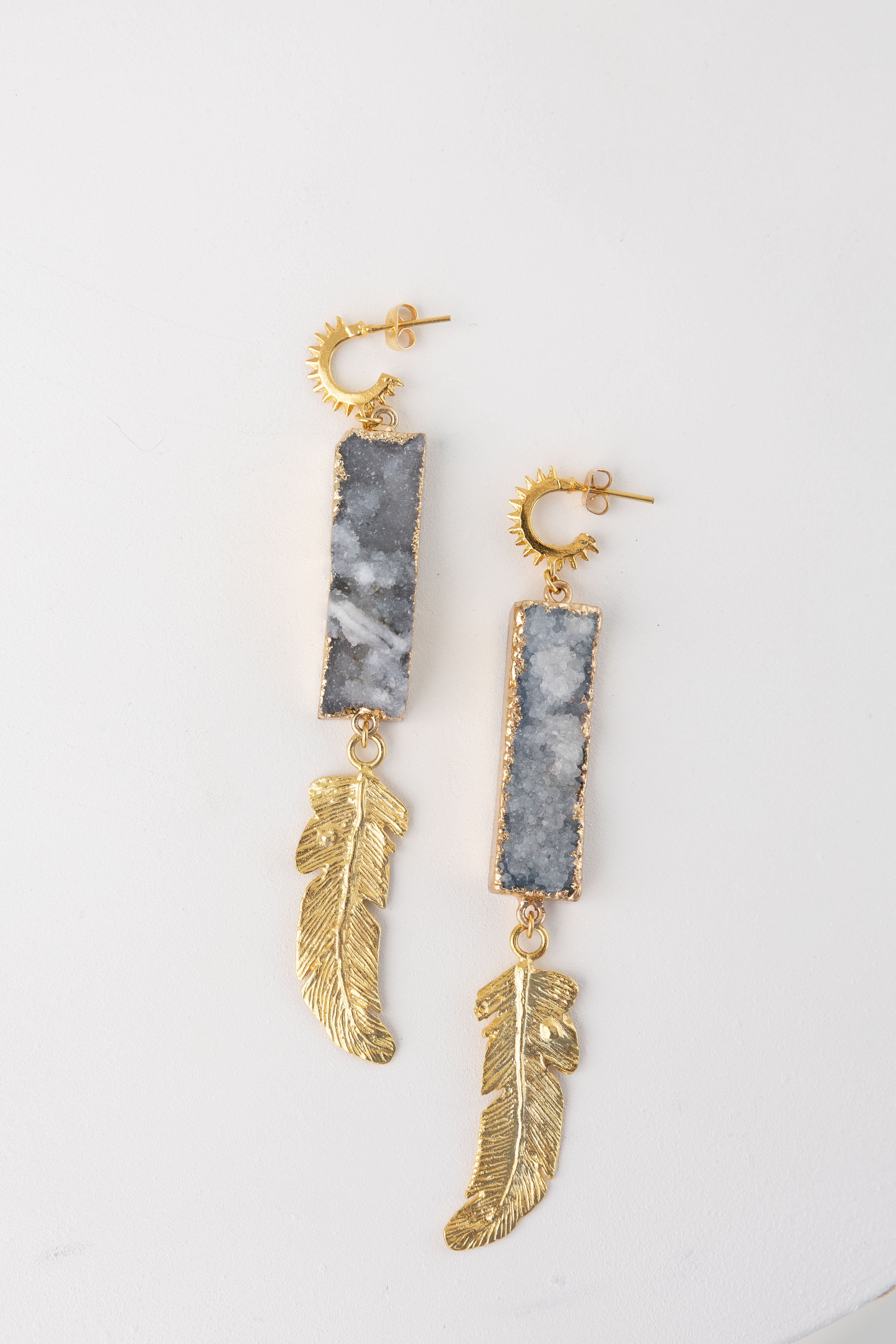 Aretes Cuarzo Pluma
