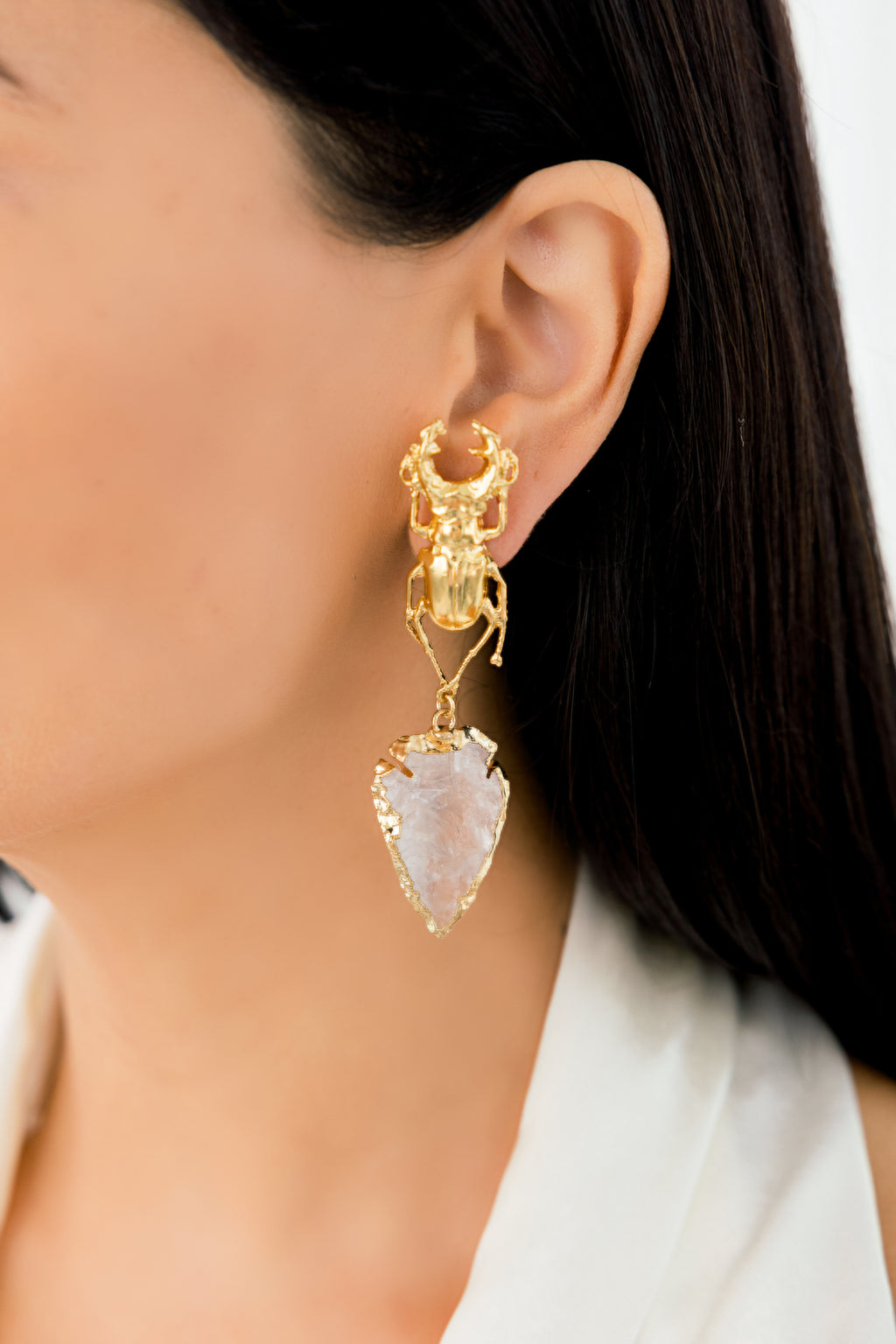 Aretes Escarabajo Cuarzo Flecha