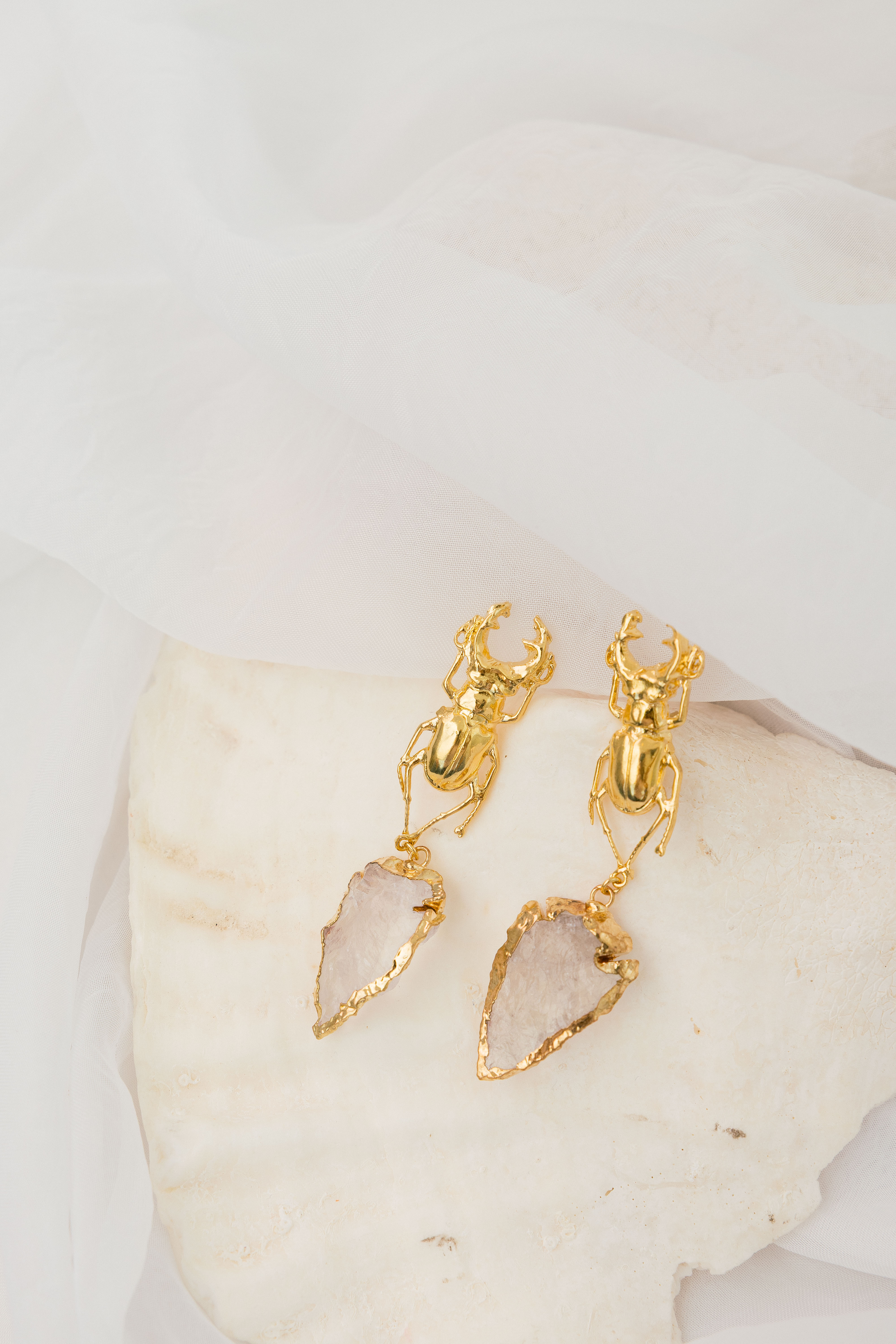 Aretes Escarabajo Cuarzo Flecha