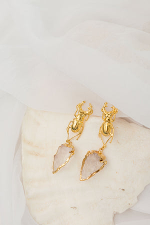 Aretes Escarabajo Cuarzo Flecha