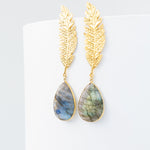 Aretes Labradorita Hoja Broquel