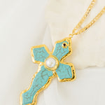 Collar Cruz Turquesa Antigua