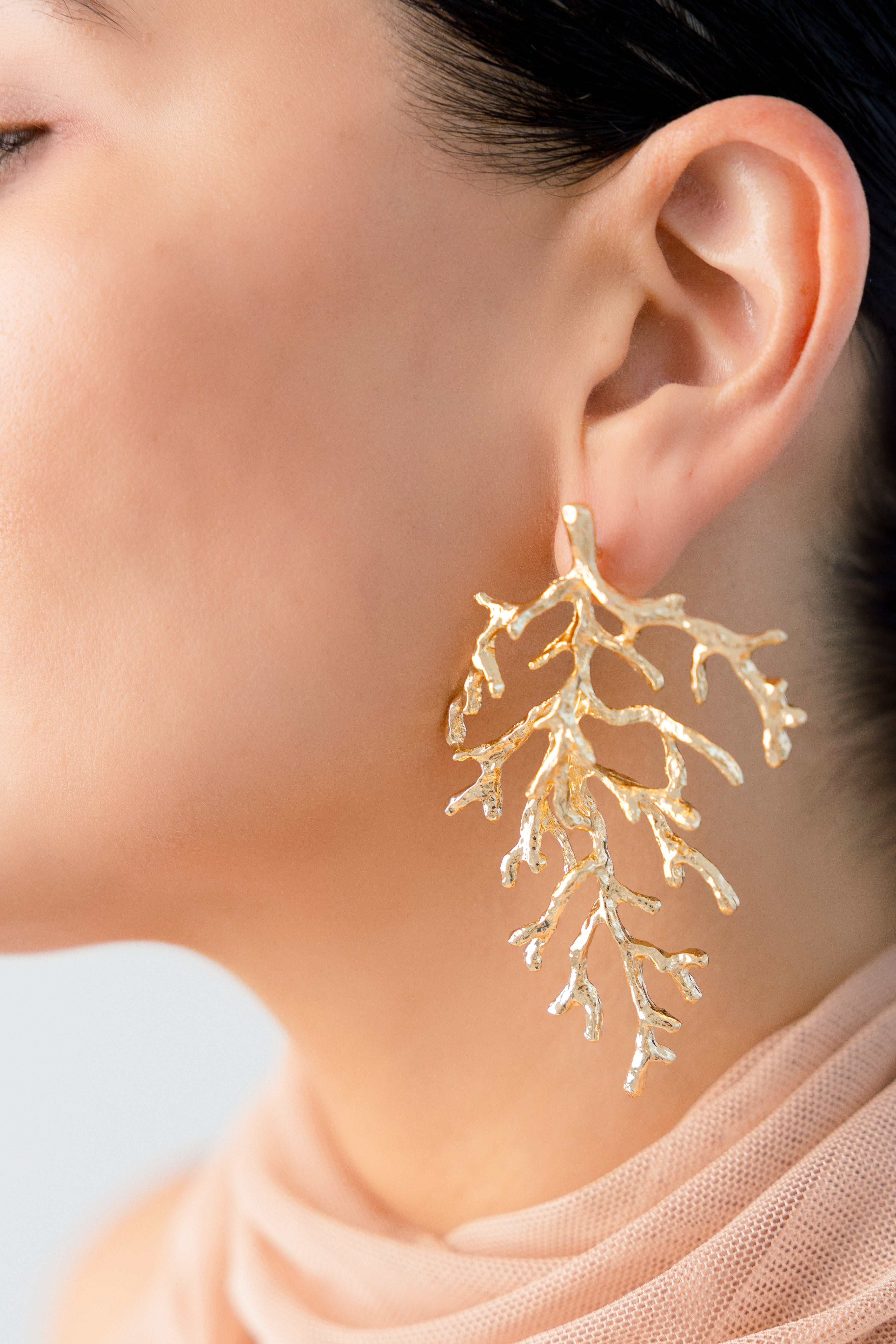 Aretes “Coral Dorado”