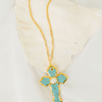 Collar Cruz Turquesa Antigua