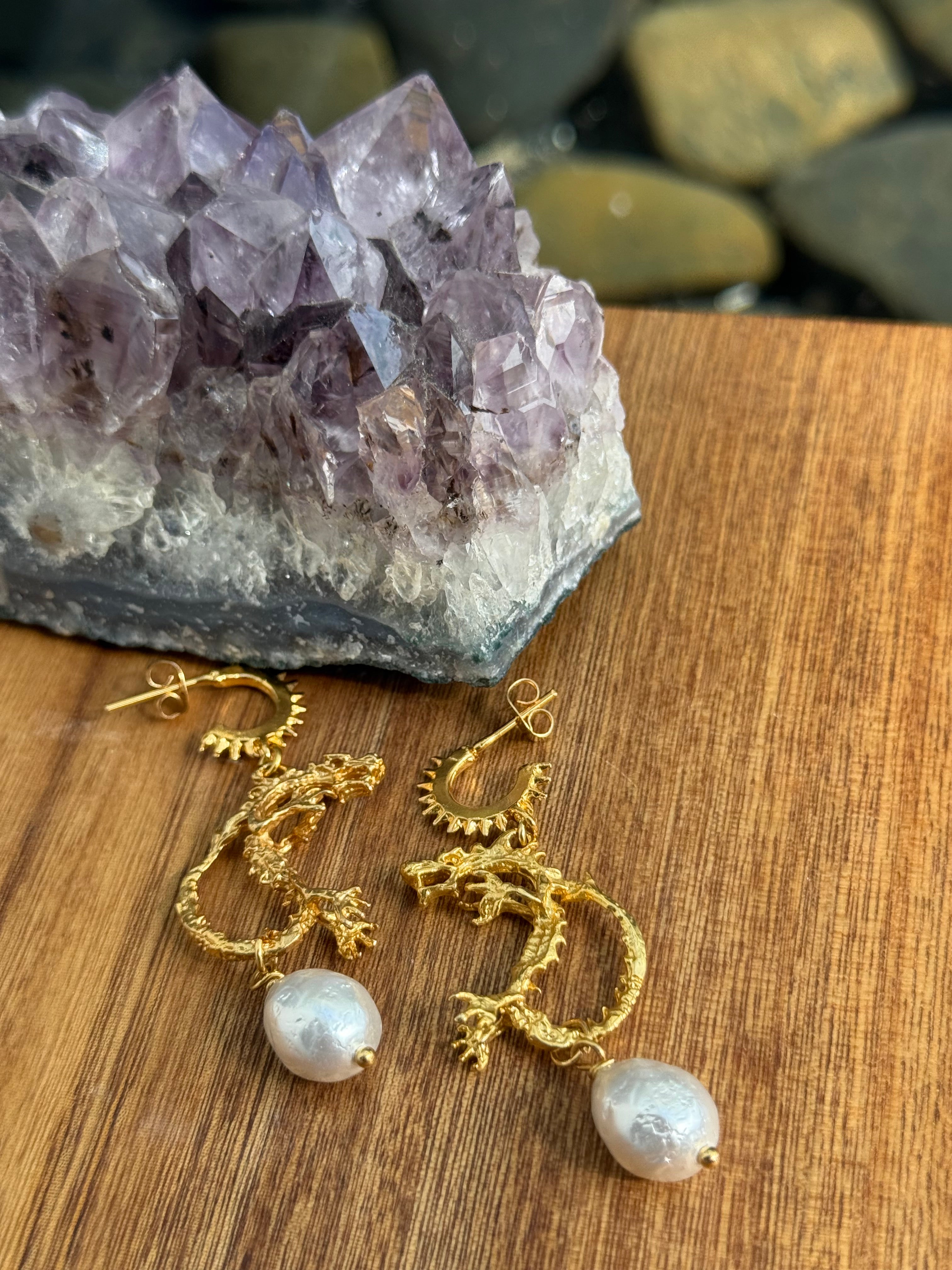 Aretes Dragón Perla