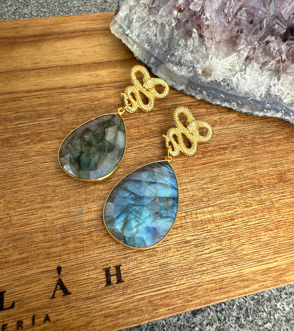 Aretes serpiente labradorita