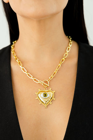 Collar Corazón Ojo Verde
