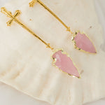 Aretes Cruz Flecha Rosa