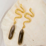 Aretes Serpiente Cuarzo Ahumado