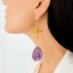 Aretes Cruz Amatista