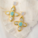 Aretes Cruz Nácar Y TURQUESA