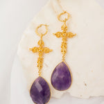 Aretes Cruz Amatista