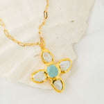 Collar Cruz NÁCAR Y TURQUESA