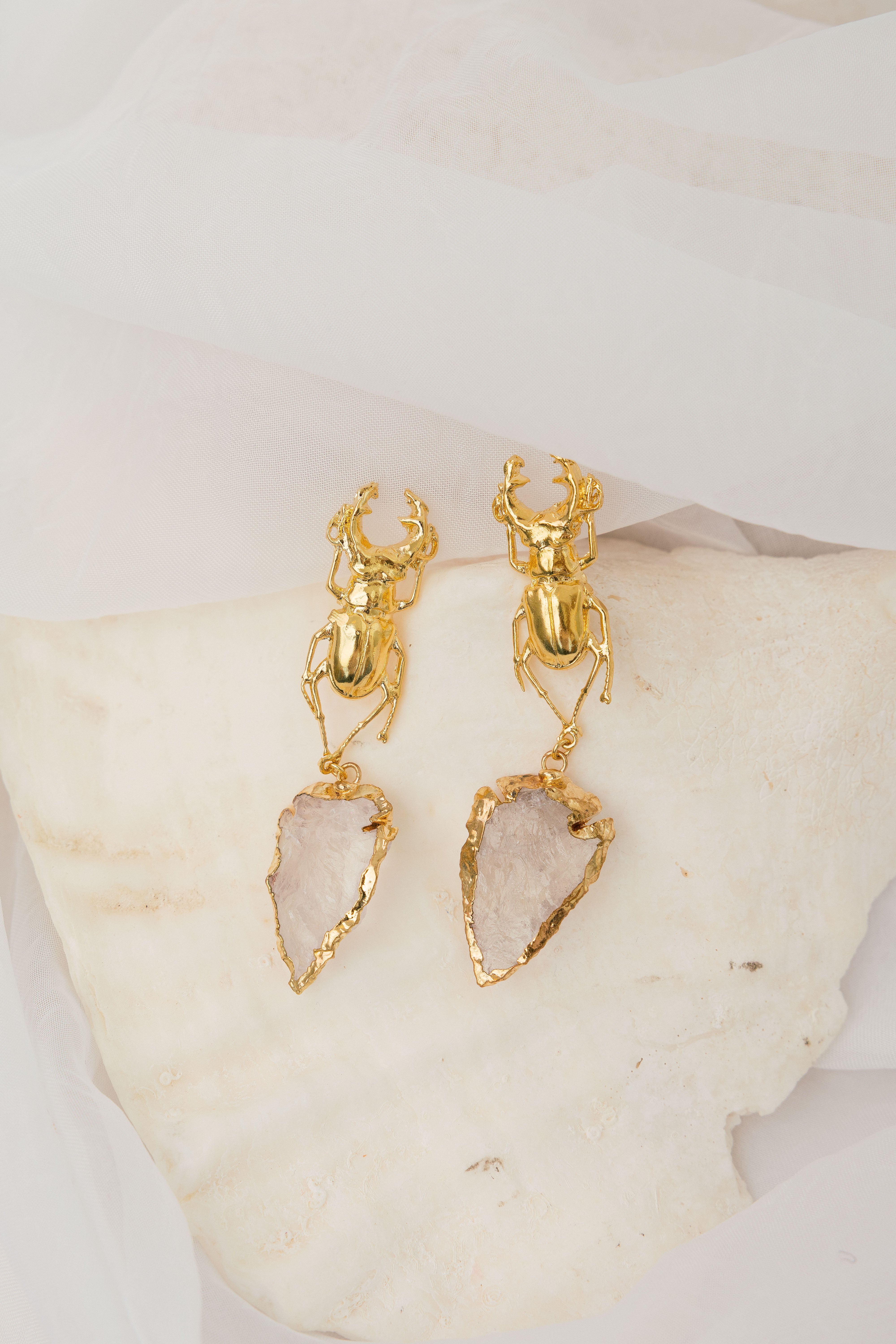 Aretes Escarabajo Cuarzo Flecha