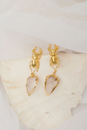 Aretes Escarabajo Cuarzo Flecha