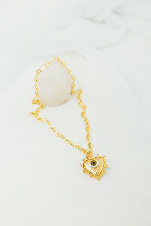 Collar Corazón Ojo Verde
