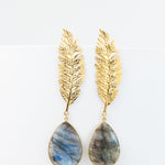 Aretes Labradorita Hoja Broquel