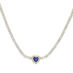 Collar Tenis Moissanita Corazón Esmeralda