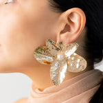 Aretes “Flor Dorada Perla”