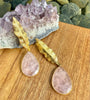 Aretes hoja cuarzo rosa