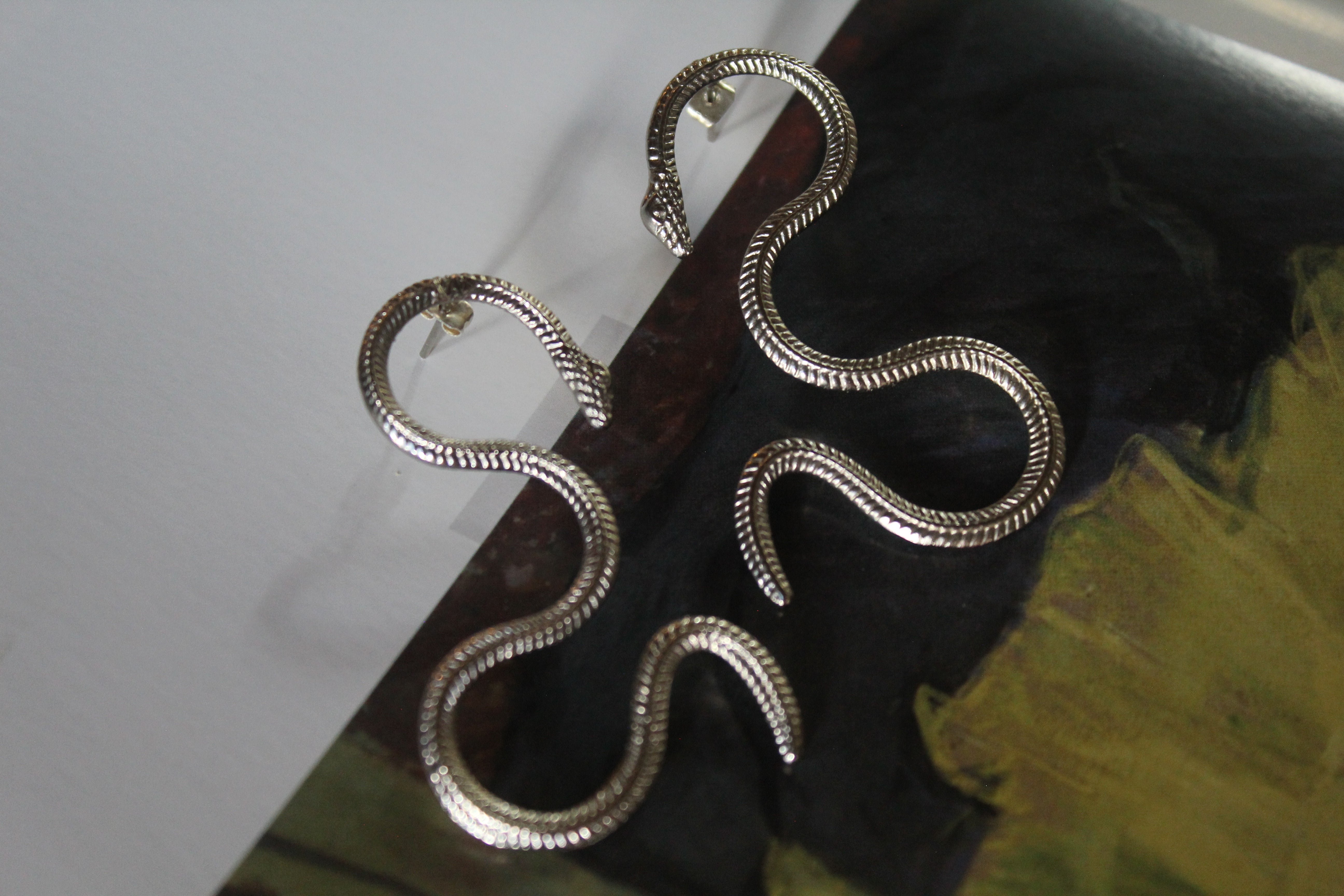 Aretes Serpiente Grande Silver