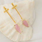 Aretes Cruz Flecha Rosa
