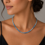 Collar Tenis Cristales Celestes y Azul
