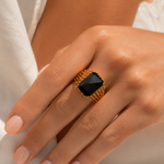 Anillo Garra con Piedras Naturales