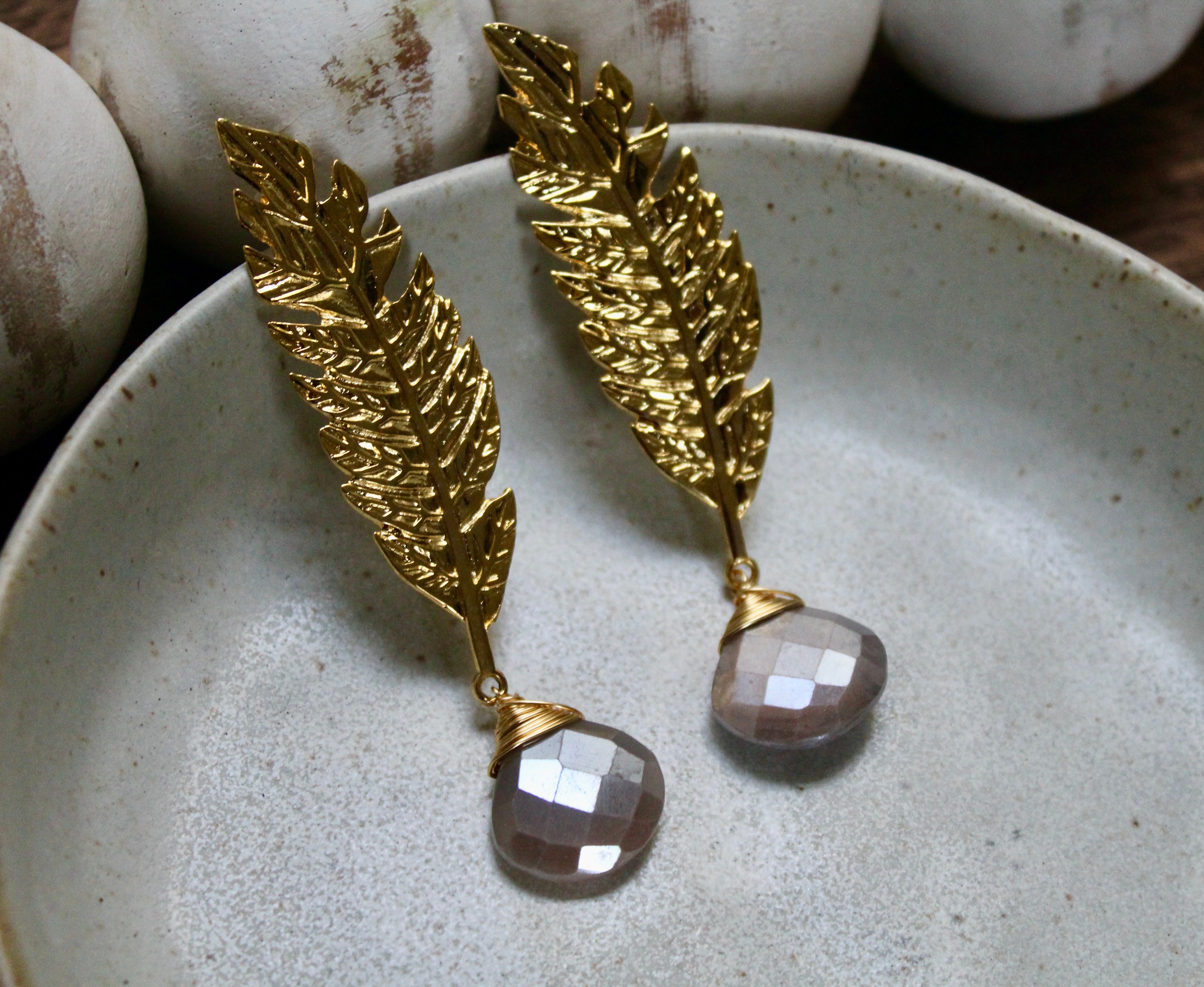 Aretes Hoja Grande Calcedonia