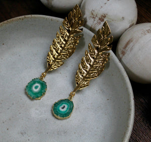 Aretes Hoja Agata Verde