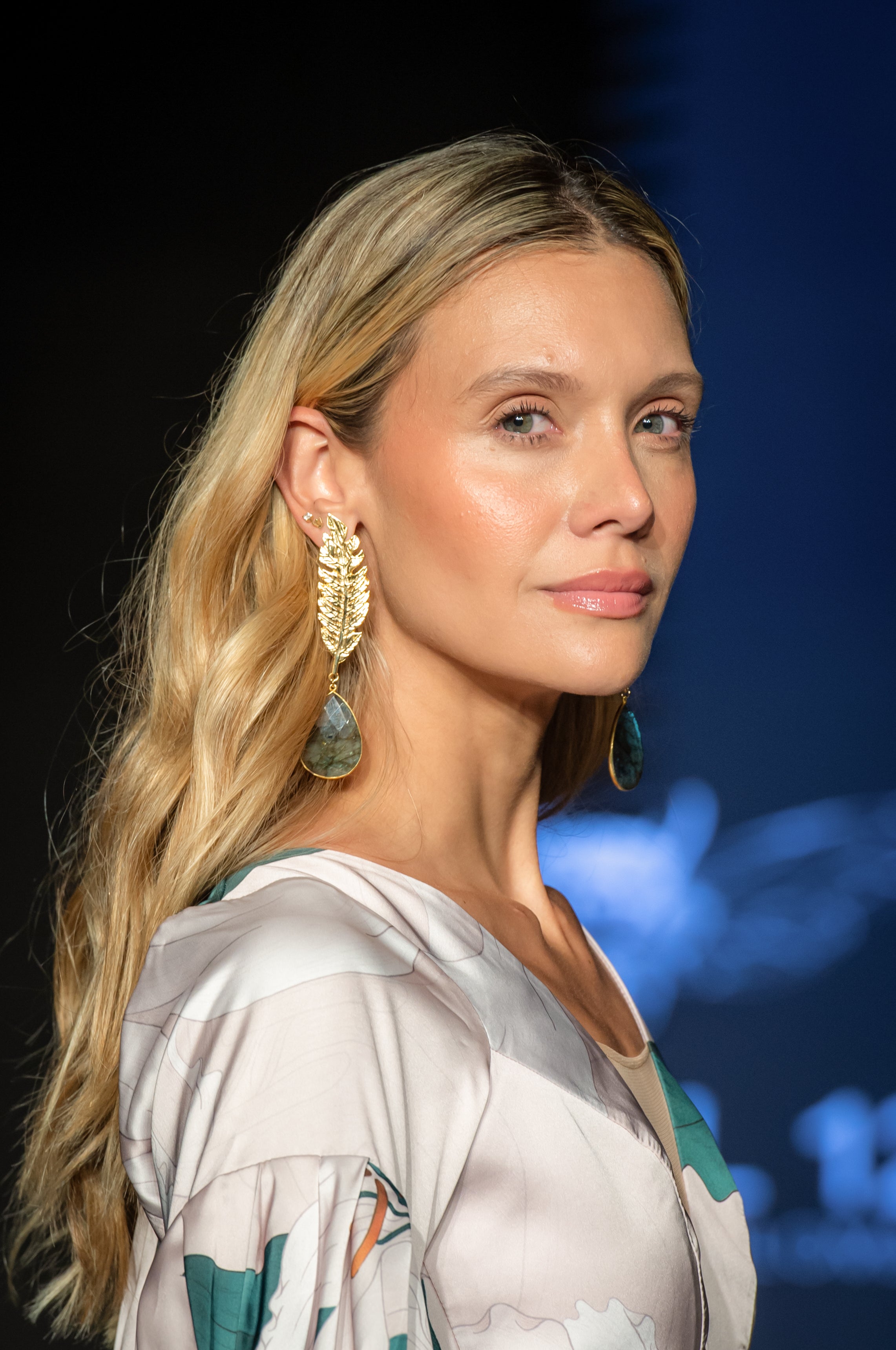 Aretes Labradorita Hoja Broquel
