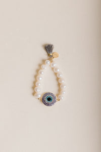 Pulsera de Ojo y Cristales Lila